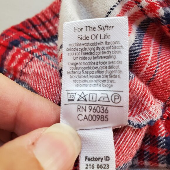 EBERJEY SZ M Men's Plaid Soft Flannel Long Pajama Set in Red & Ivory - Picture 16 of 16